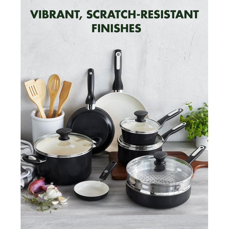 GreenPan Rio Healthy Ceramic Nonstick 16 Piece Cookware Set, Black