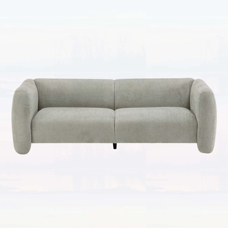Élégant canapé 3 places Boucle avec motif ondulé, idéal pour les salons, les chambres et les appartements, en vert clair