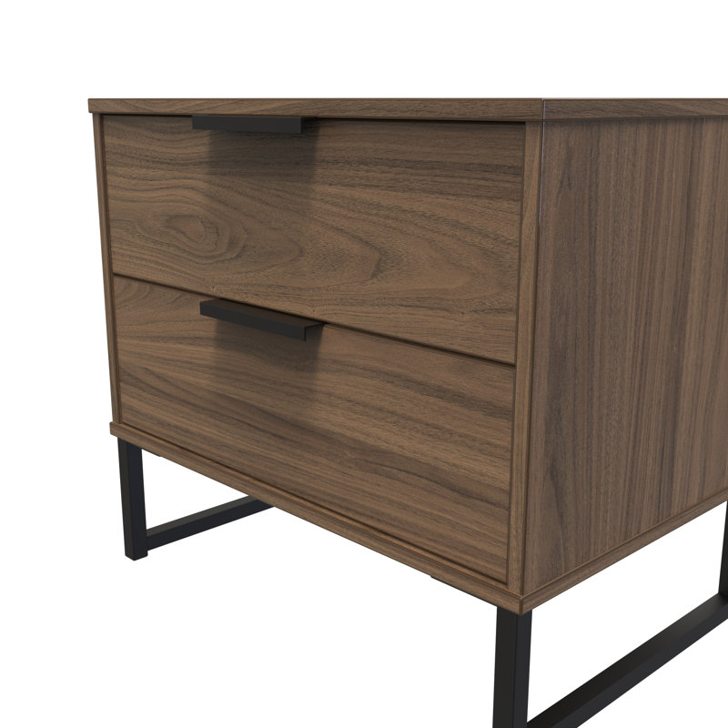 Turah 58cm W Manufactured Wood Bedside Table, Carini Walnut