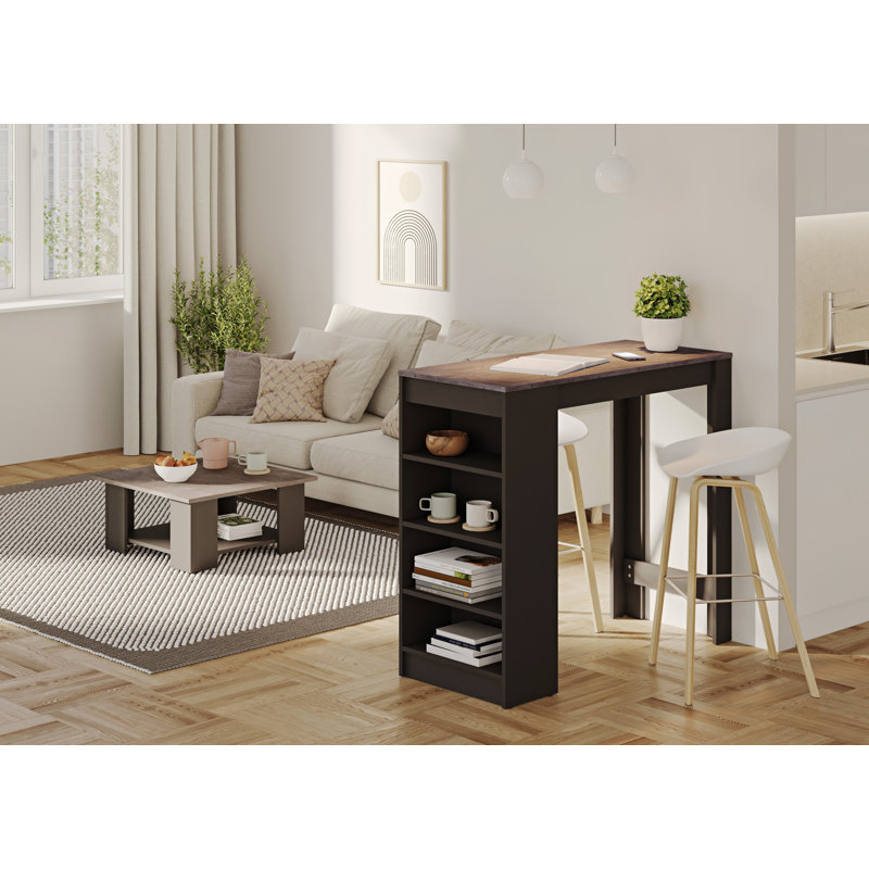 Neville Rectangular Dining Table, Black/Concrete Look