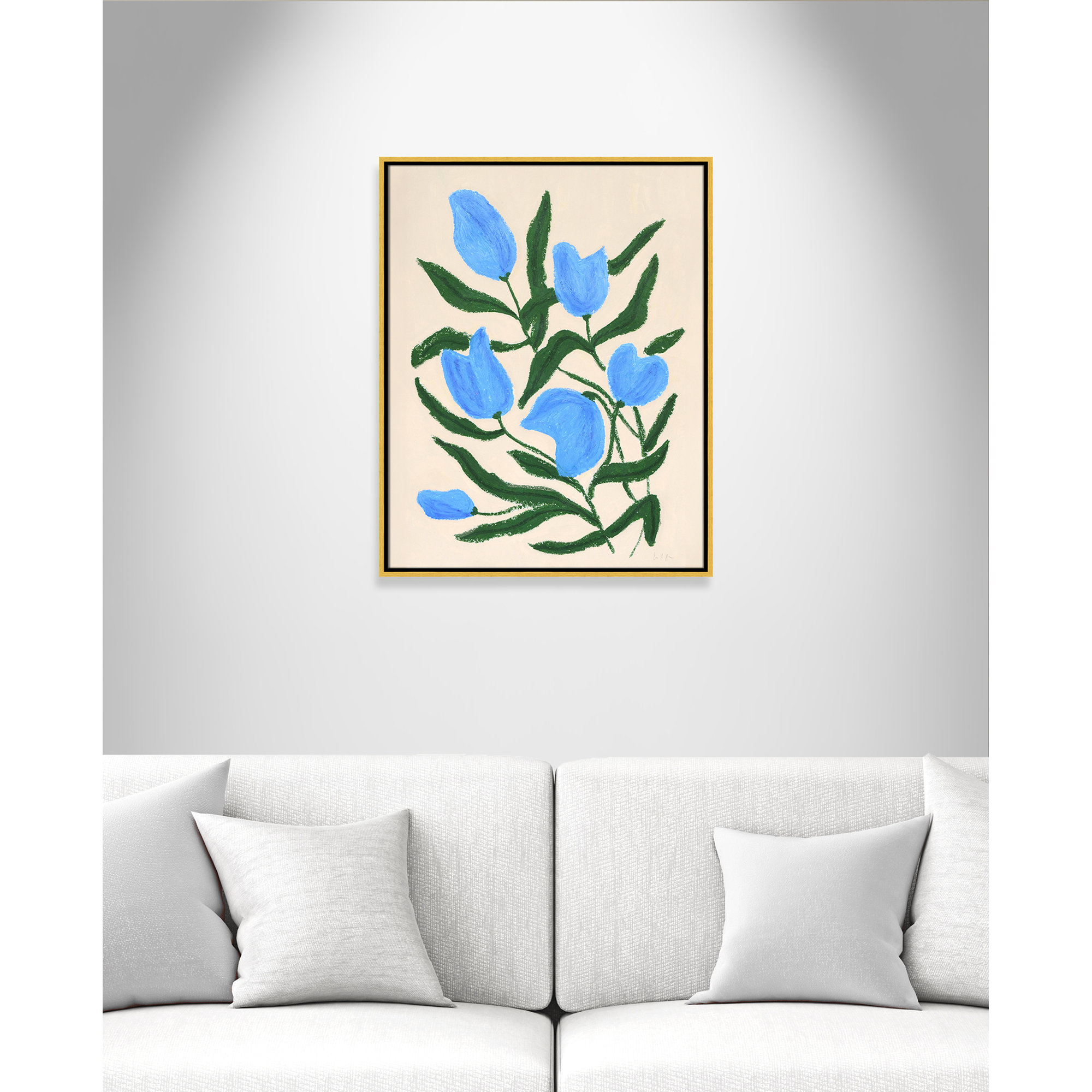 Blue Tulips Print by Camilla Bergqvist, 29.5" H x 23.5" W, Gold