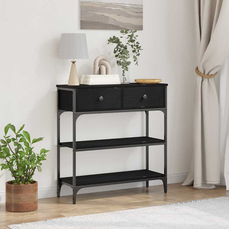 72.5cm Console Table, Black Oak