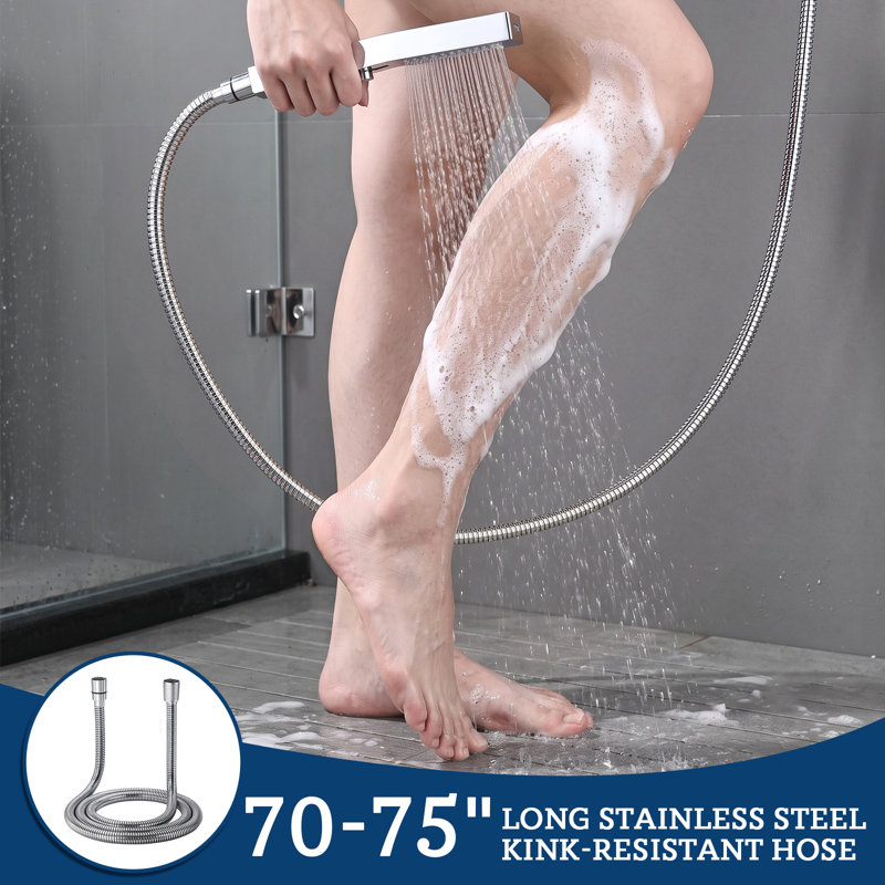 Pomme de douche à pluie tout en métal G-Promise 12 po avec douchette combinée et support de pomme de douche sans perçage en acier inoxydable