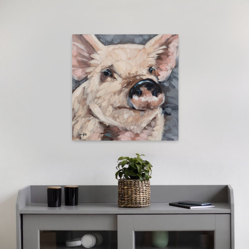 Benny le cochon, art animalier contemporain, H 18 po x l 18 po