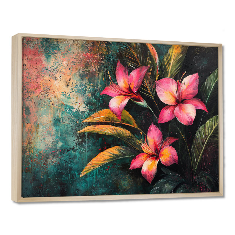 Art mural rétro sur toile, oiseaux tropicaux II, Cadre flottant, H 16 po x l 32 po, Crème, crème