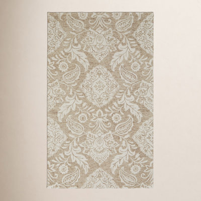 Armando Taupe Ivory Hand-Tufted Floral Wool Rug
