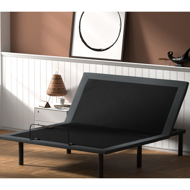 Base de lit réglable Btx4 pour lit simple - tête et pied réglables, rembourrage de 0,5 cm, ajustement noir et gris, structure en acier, assemblage facile,