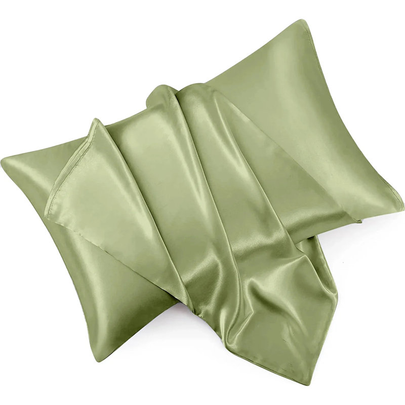 Durable Satin Silk-Feel Pillowcases Set of 2 - Wrinkle-Free, Temperature Balancing, Machine Washable, Mint