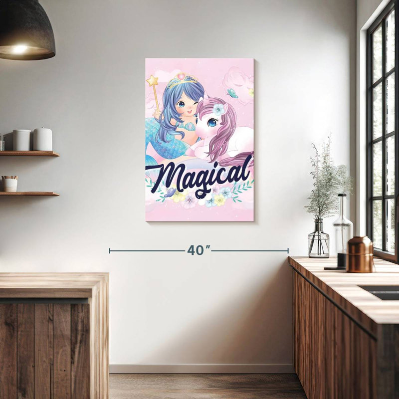 Ashelle sirène et licorne, H 36 po x l 24 po