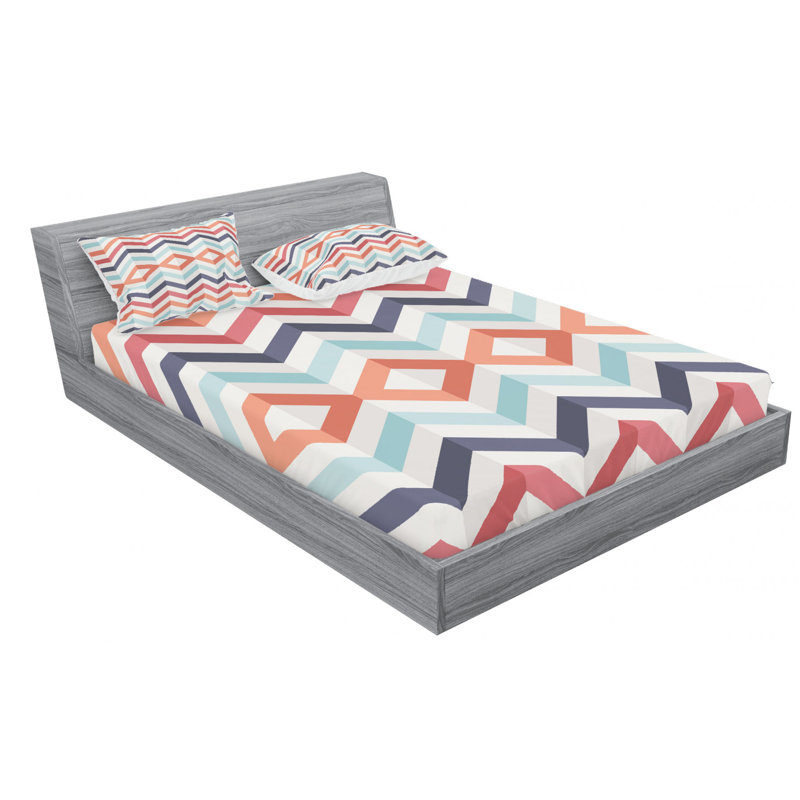 Microfiber Chevron Sheet Set, Full Sheet Set + Fitted Sheet + 2 Pillowcases