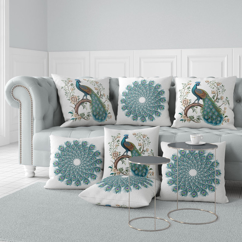 Peacock Panache Floral Reversible Throw Pillow, 18" x 18"