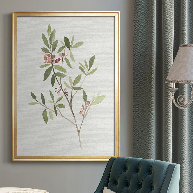 Toile encadrée simple Sprig IV de qualité supérieure - prête à être accrochée, Cadre doré, H 30,5 po x l 22,5 po x P 1 po