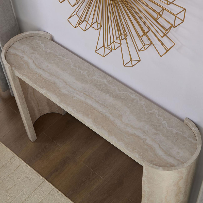 Console étroite de 53 po avec plateau en faux marbre, canapé d'entrée moderne pour le salon ou le couloir