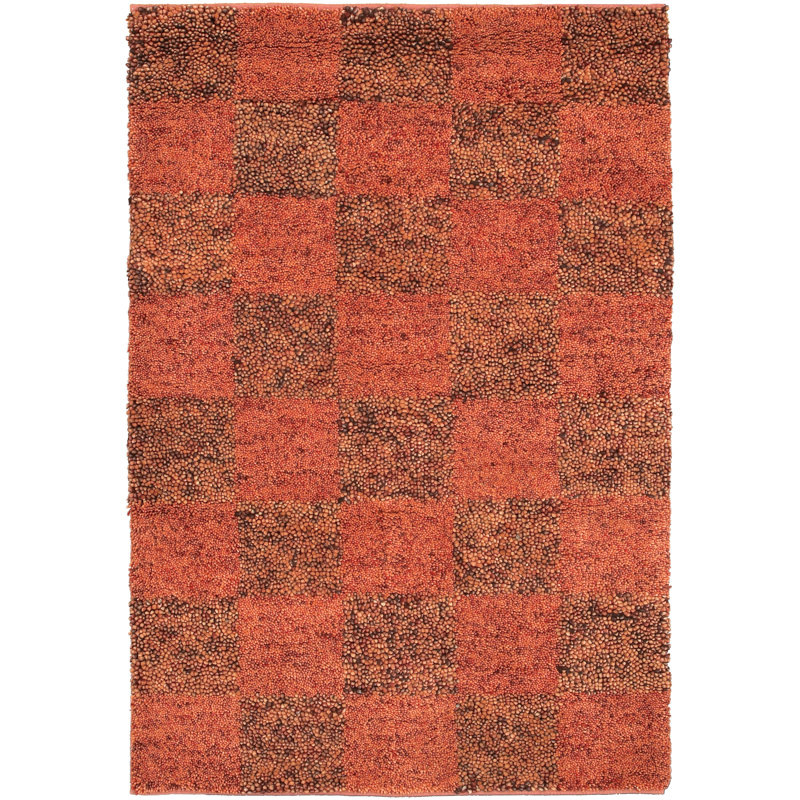 Strata Wool Geometric Area Rug in Brown/Red, Runner 2'6" x 7'6"