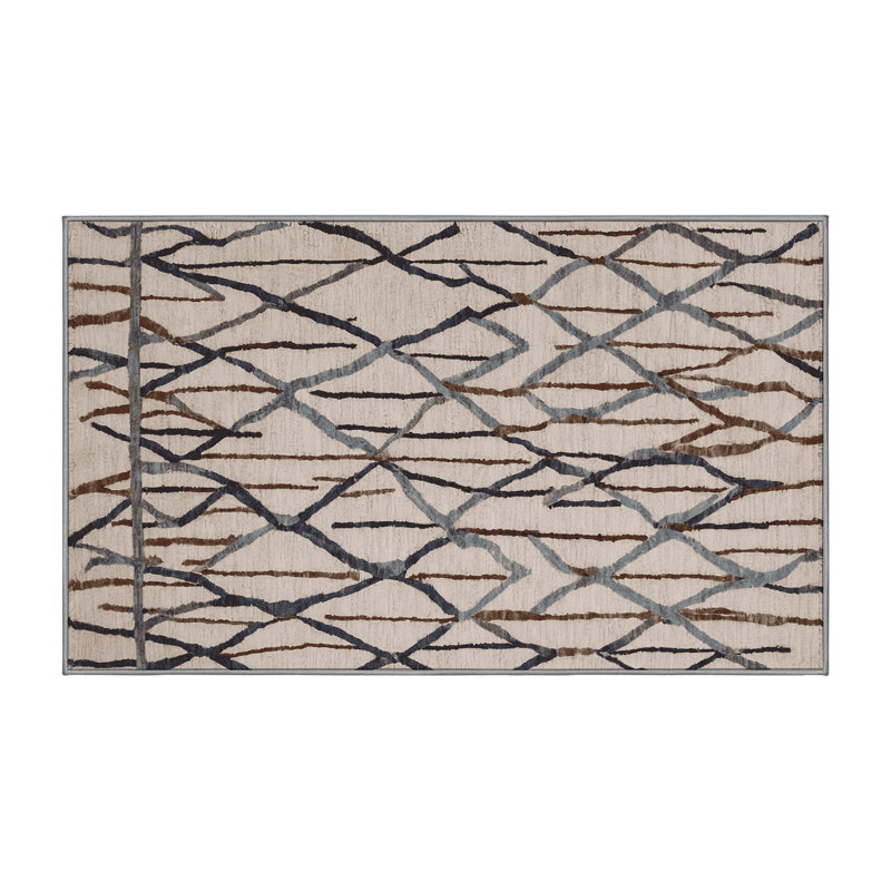 Machine Washable Gray Area Rug, Rectangle 4' x  6'