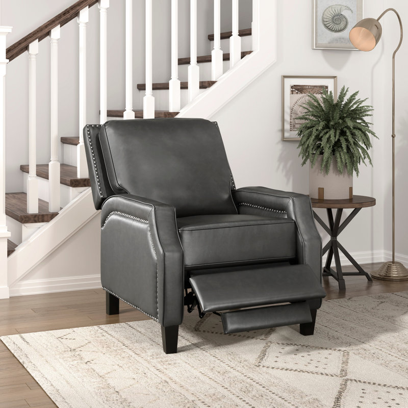 Fauteuil inclinable en bois massif et en contreplaqué rembourré de mousse, Gris