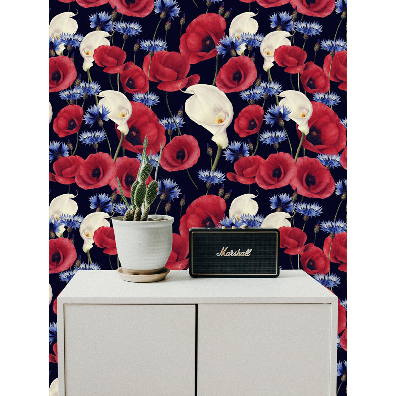 Rouleau de papier peint adhésif calla lily l 4,17 pi x l 25 po amovibles Binette, 6.25' L x 25" W 