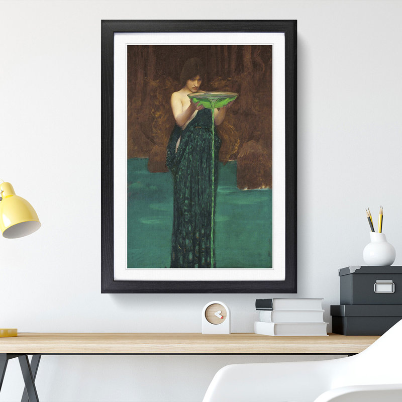 Circe Invidiosa by John William Waterhouse - Picture Frame Painting on MDF, 48cm H x 36cm W x 2cm D, Black Framed