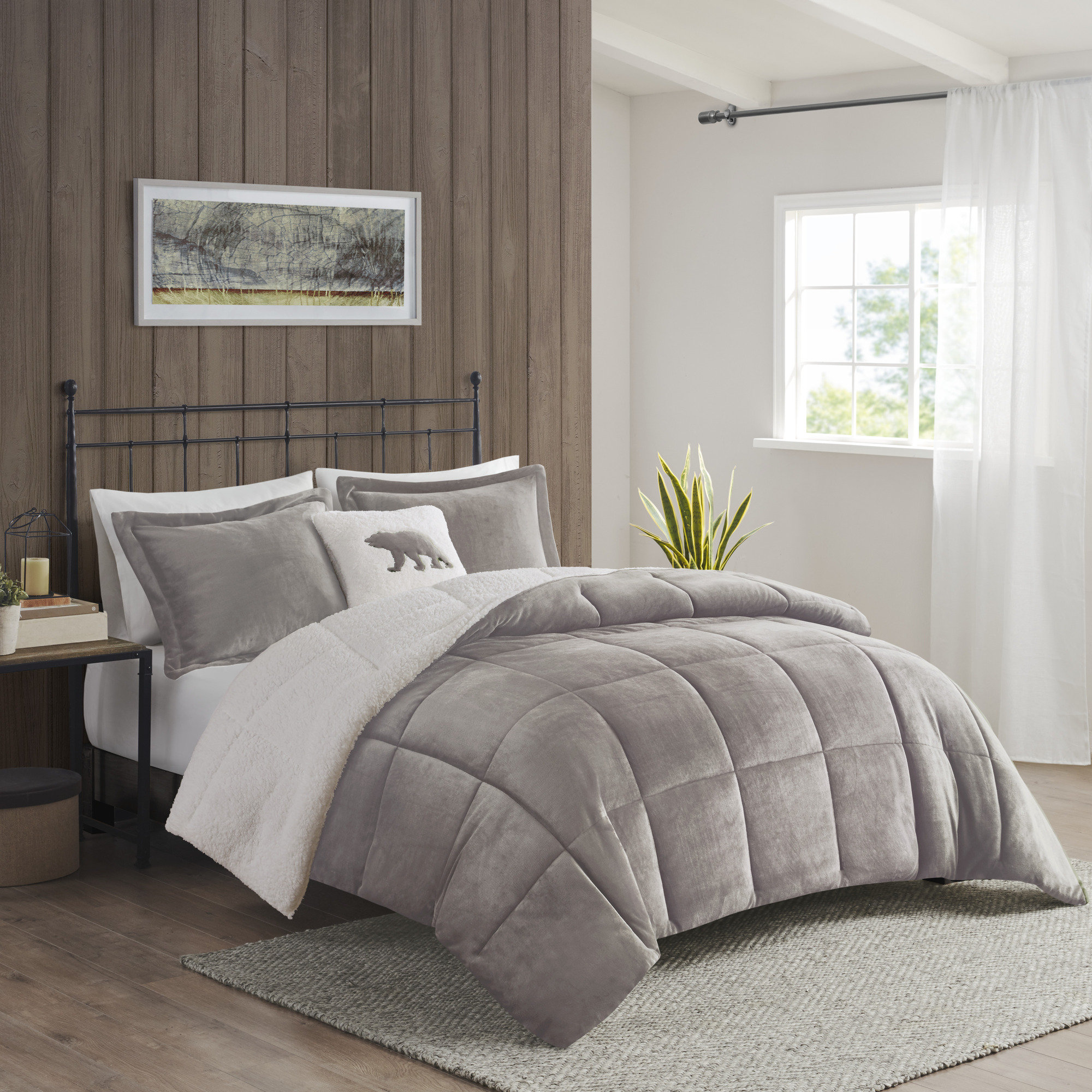 3-Piece Sherpa Flannel Micromink Comforter Set Ultra-Soft