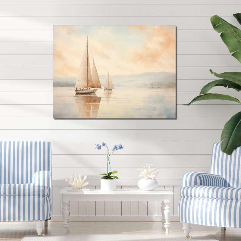 Ermanno minimalisme voilier serein I sur toile, H 34 po x l 44 po, Toile tendue