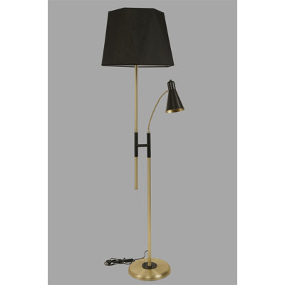 Lampe sur pied moderne avec revêtement chromé, corps en métal noir, hauteur 64,6 pouces | Douille E27, 40 W maximum | Capuchon en tissu élégant, peinture électrostatique séchée au four | Parfait pour les décorations glamour et scandinaves