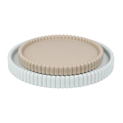 Opulence Modern Minimalist Concrete Fluted Edge Decorative Jewelry Trays (Set of 2)