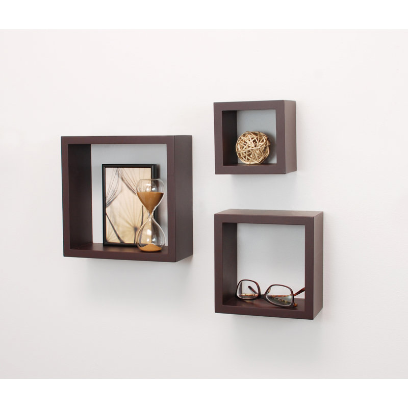 Golo 3 Piece Square Floating Shelf, Espresso