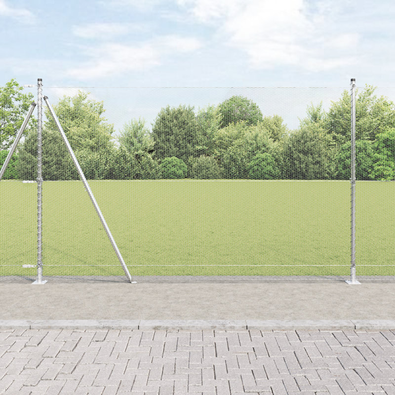 Vidaxl Hexagon Fence Galvanised Steel, Silver, 160cm H x 5000cm W