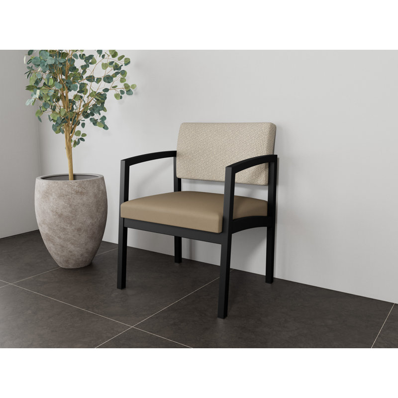 Chaise d'invité en acier Lenox, Noir, Bordeaux Patriot Plus - nettoyez le vinyle avec un