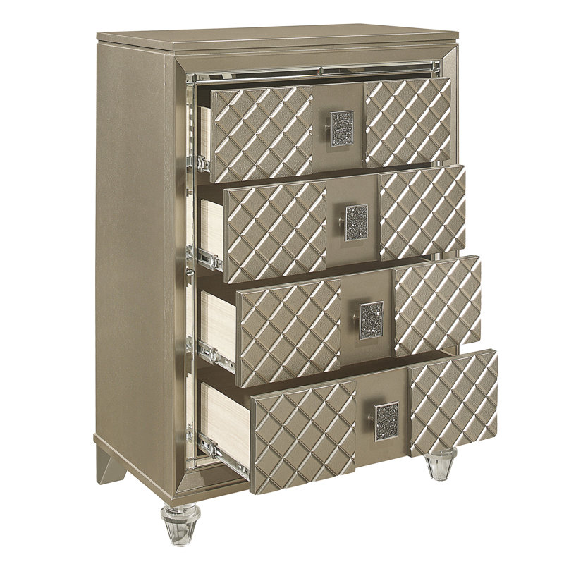Glacieuse commode 1 pièce 4 tiroirs pieds de luxe en acrylique