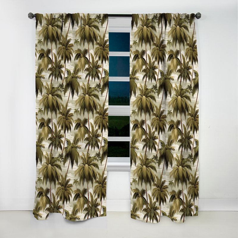 Motif tropical Tranquil Palms - Rideau floral - Rideau occultant floral - 1 panneau, L 52 po x L 95 po