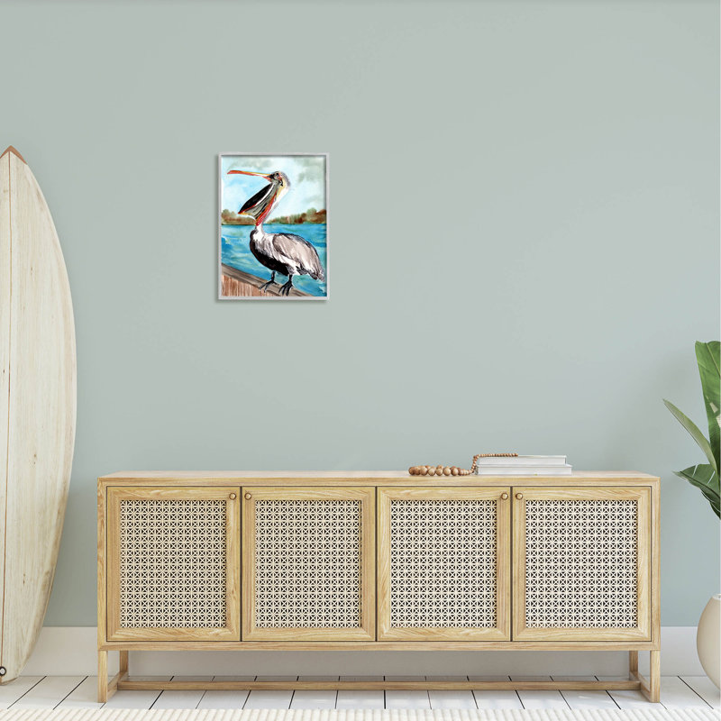 Art nautique, bec de pélican, estampe numérique par Sebastian Grafmann, H 20 po x l 16 po x P 1,5 po