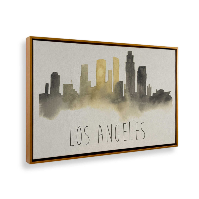 Los Angeles silhouette brillante, Or poli, H 8,75 po x l 12,75 po, Cadre flottant