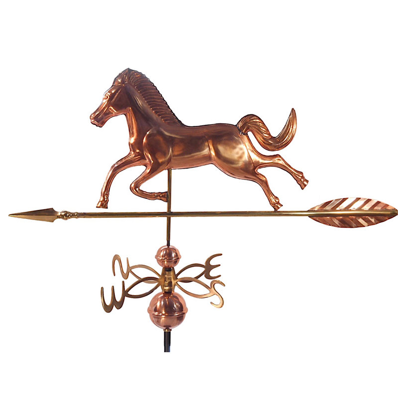 Girouette cheval avec toit, H 37 po x l 18 po x P 43 po, Cuivre