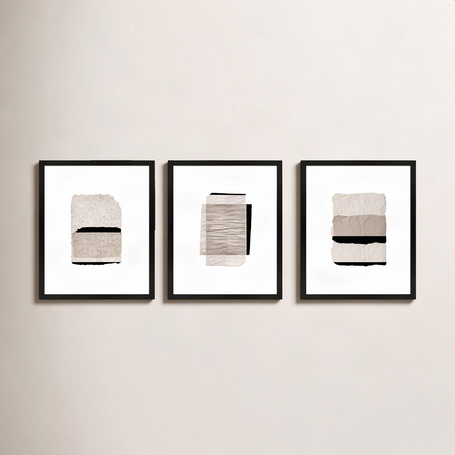 Zinfandel "Fiber" 3-Piece Print Set, 25" H x 20" W  x 1.25" D, Black Framed