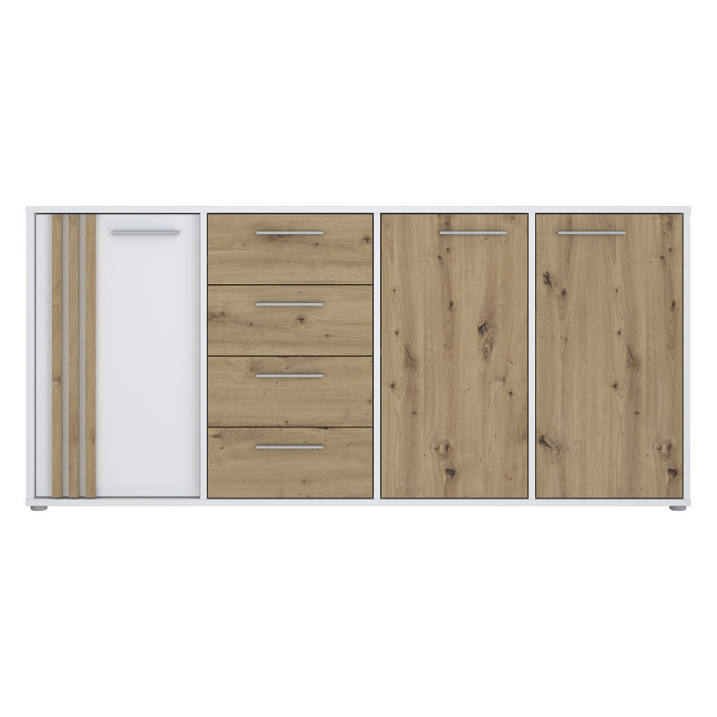 Aundraya 32.1cm Sideboard, Chrome, White/Beige