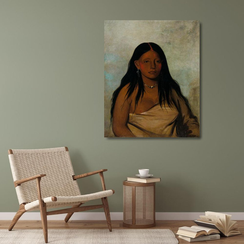 «Shé-De-Ah, sauge sauvage, une femme wichita» par George Catlin - Art mural sur toile tendue avec châssis, H 40 po x l 28 po