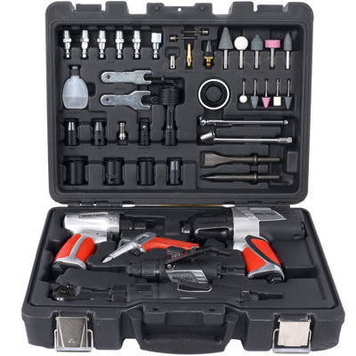 44-piece Professional Air Tool Accessory Kit, Impact Wrench, Air Ratchet, Die Grinder, Blow Gun, Air Hammer, Dual Air Chuck, Tire Gauge With Storage Case