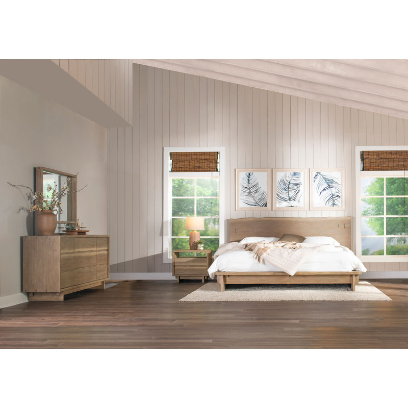 Ensemble de chambre avec très grand lit 4 pièces Castille, 4 Pcs: Bed, Nightstand, Dresser, Mirror, King