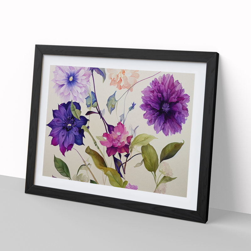 Amazing Watercolour Flowers - Framed Print, 34cm H x 46cm W x 2cm D, Black
