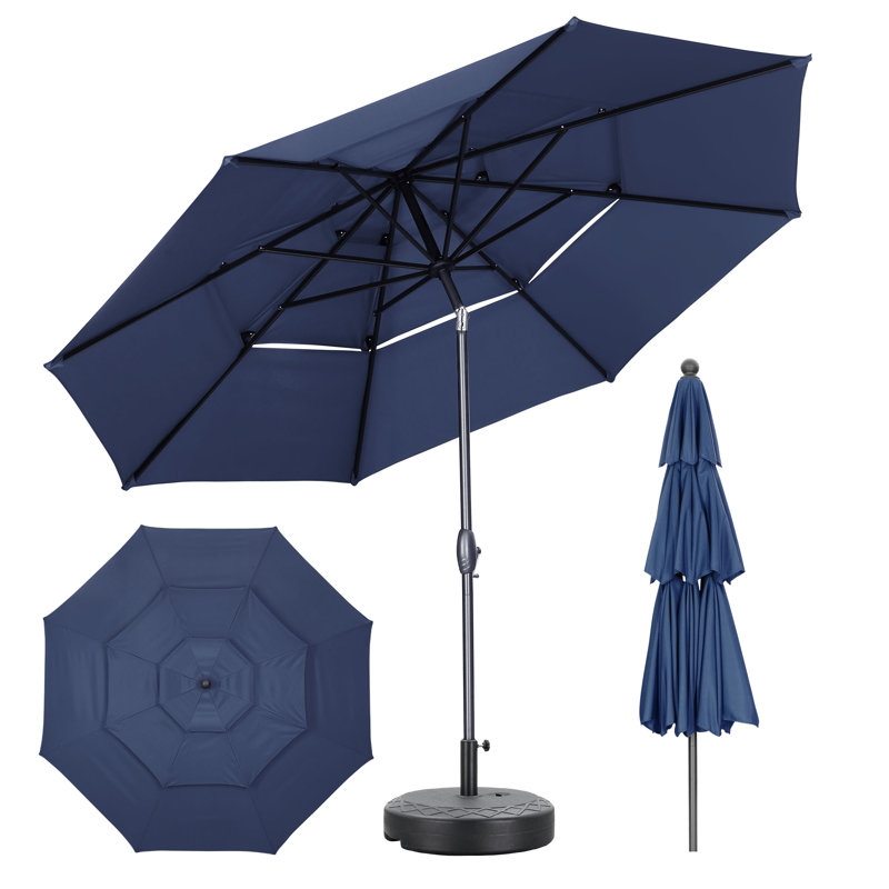 Parasol de patio 10 pi avec base, Marine