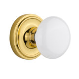 White Porcelain Interior Mortise Door Knob with Classic Rosette