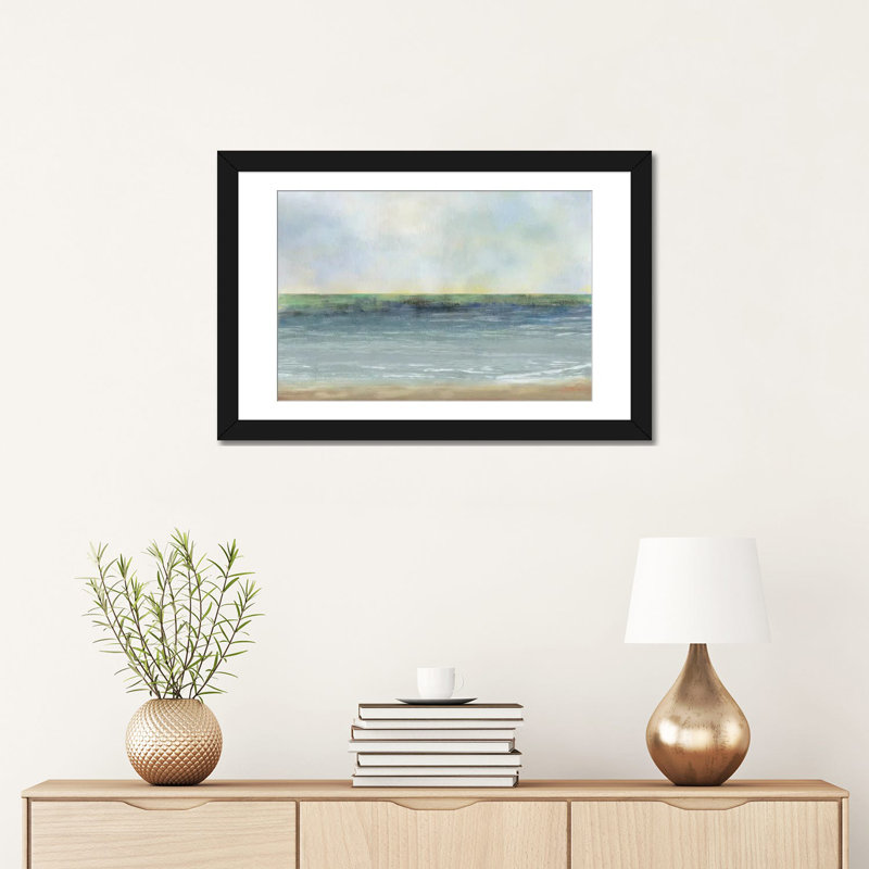 «Ocean Breeze I», impression sur toile, H 24 po x l 32 po x P 1 po, Papier avec cadre noir, Blanc