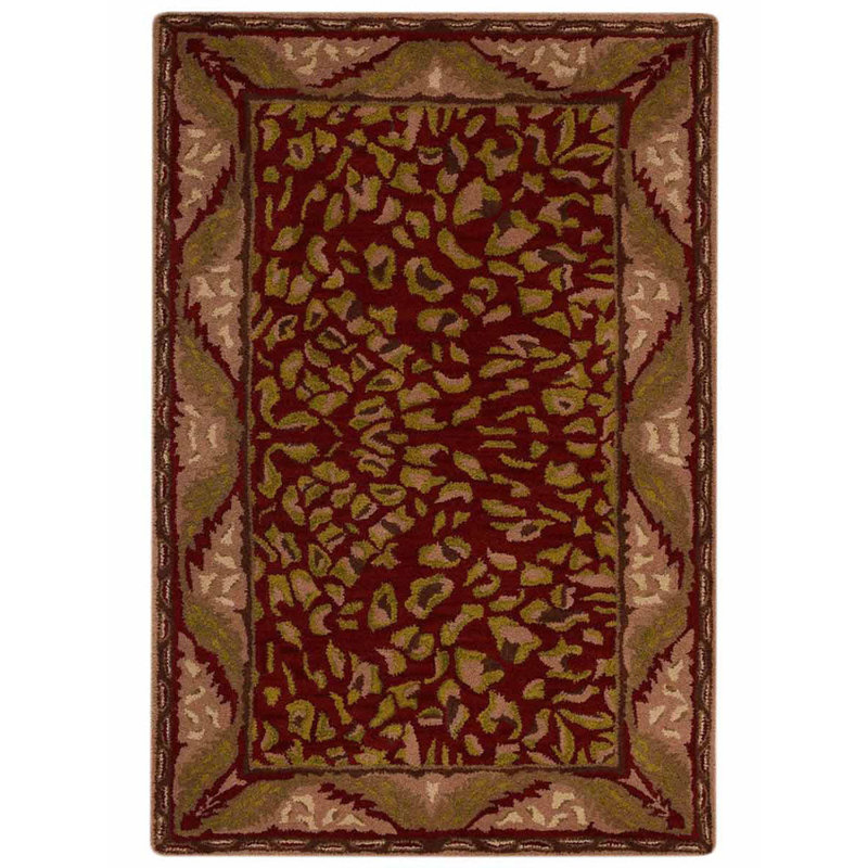Tapis écologique en laine touffeté à la main Beier - Rectangle | Design traditionnel rouge et beige classique oriental | Tapis épais antidérapant fait à la main