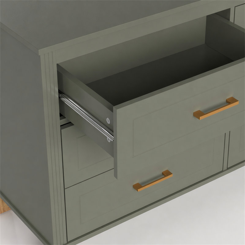 Commode double 6 tiroirs, Olive