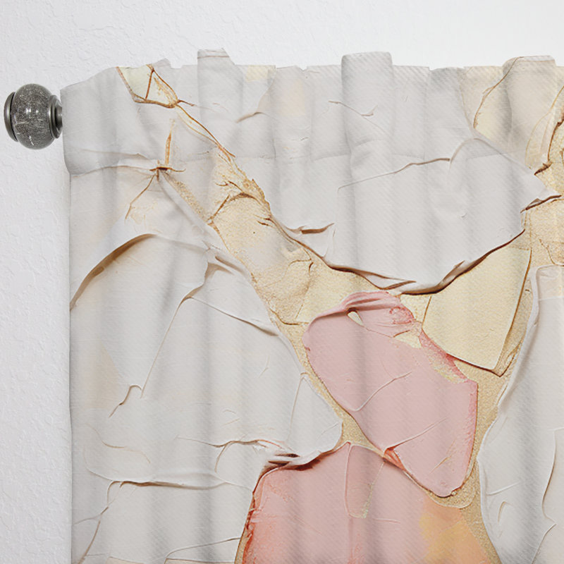 Demarius Pink White Minimalism Potteries - Modern Velvet Curtain - Room Darkening - 1 Panel, 52" W x 108" L
