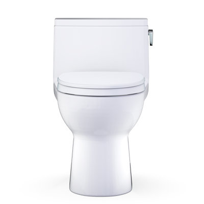 Toilette allongée une pièce TOTO Redington 1,28 GPF WASHLET + et à chasse d'eau automatique avec levier de déclenchement à droite, CEFIONTECT et siège SoftClose SS124, coton blanc - MS672124CEFRG # 01