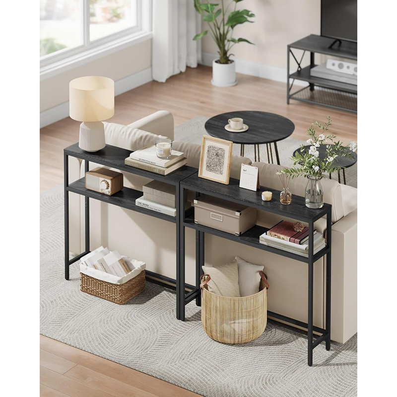 Console Table, 2-Tier Sofa Table, 7.9 X 31.5 X 31.5 Inch...