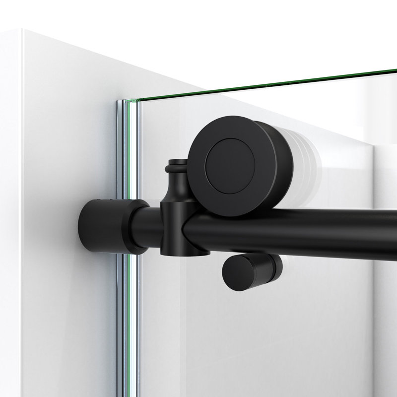 72.38" W x 32.5" D x 76" H Frameless Rectangle Sliding Shower Enclosure, Matte Black