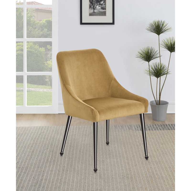 Dineshia Upholstered Dining Side Chair, Brown, Black